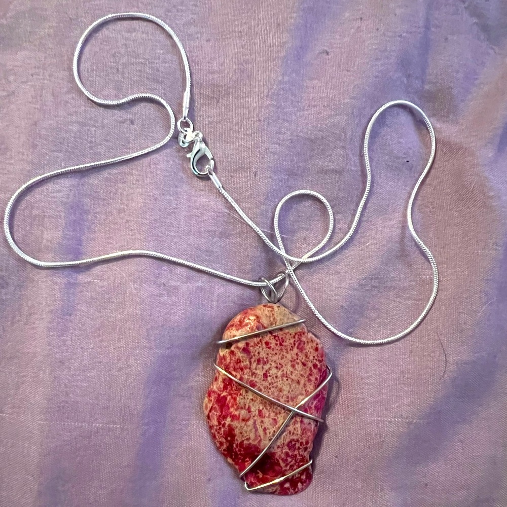 Sterling silver stone necklace